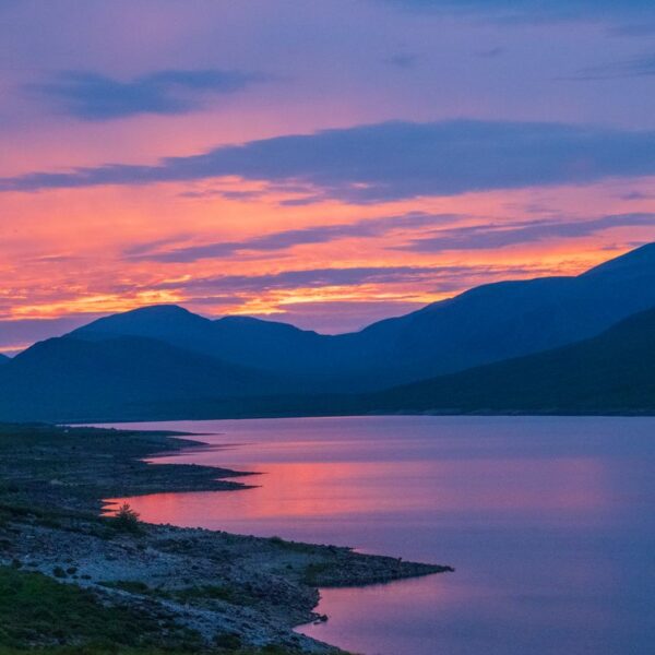 Spectacular sunset at Loch Glascarnoch