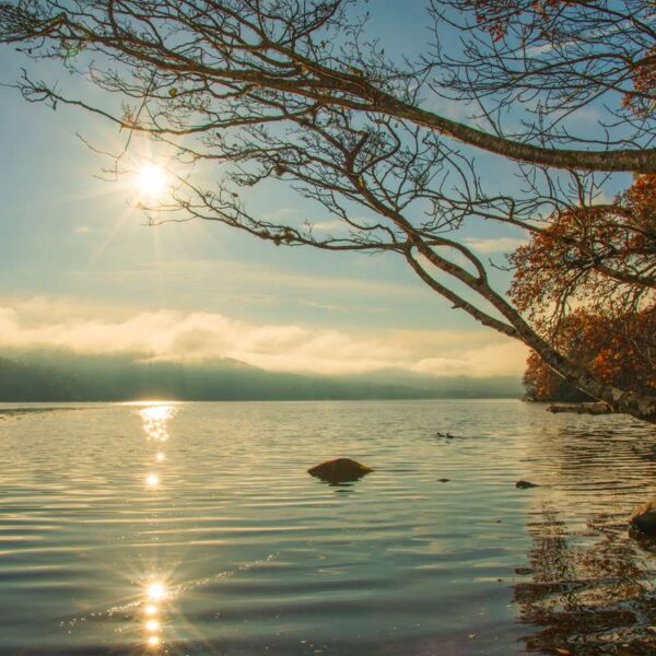 Sun reflecting on Loch Ness