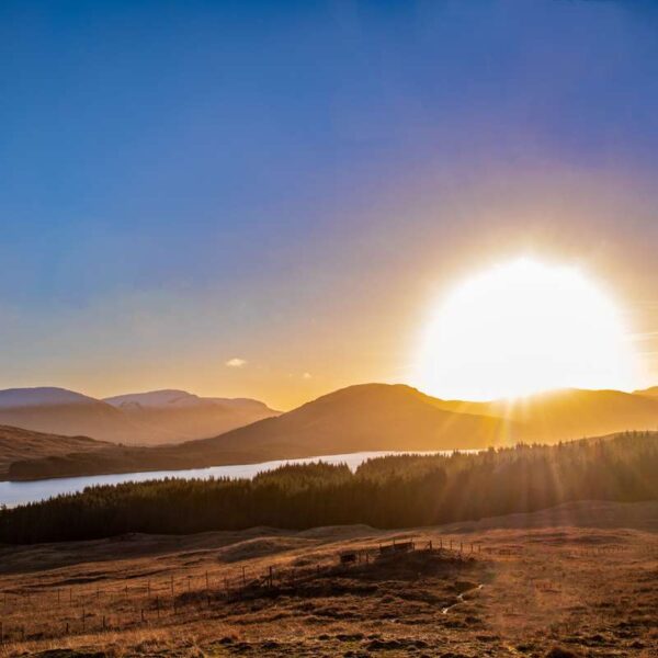 Large sun at Loch Tulla viewpoint